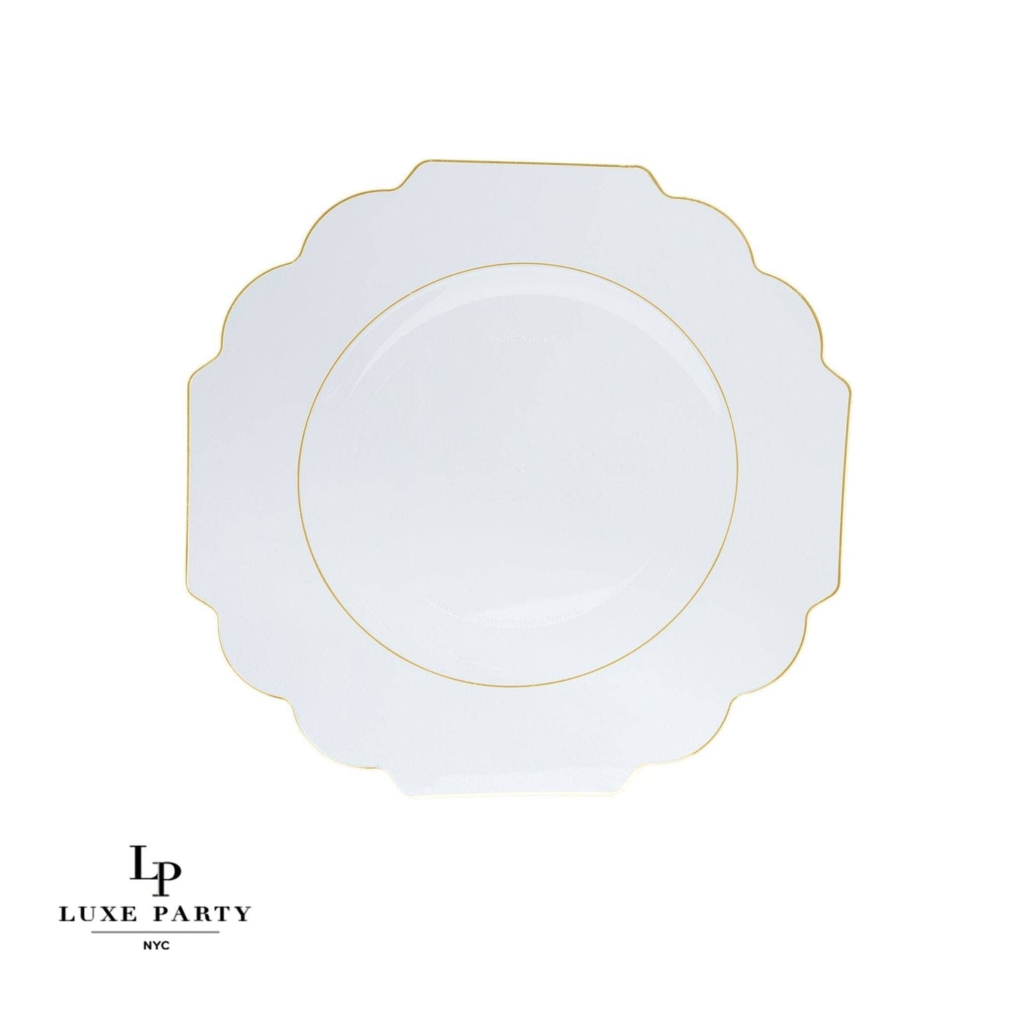 Scalloped Clear • Gold Plastic Plates | 10 Pack: 10 Plastic Plates / 10.7" Dinner Plates - Bria Blair Creative