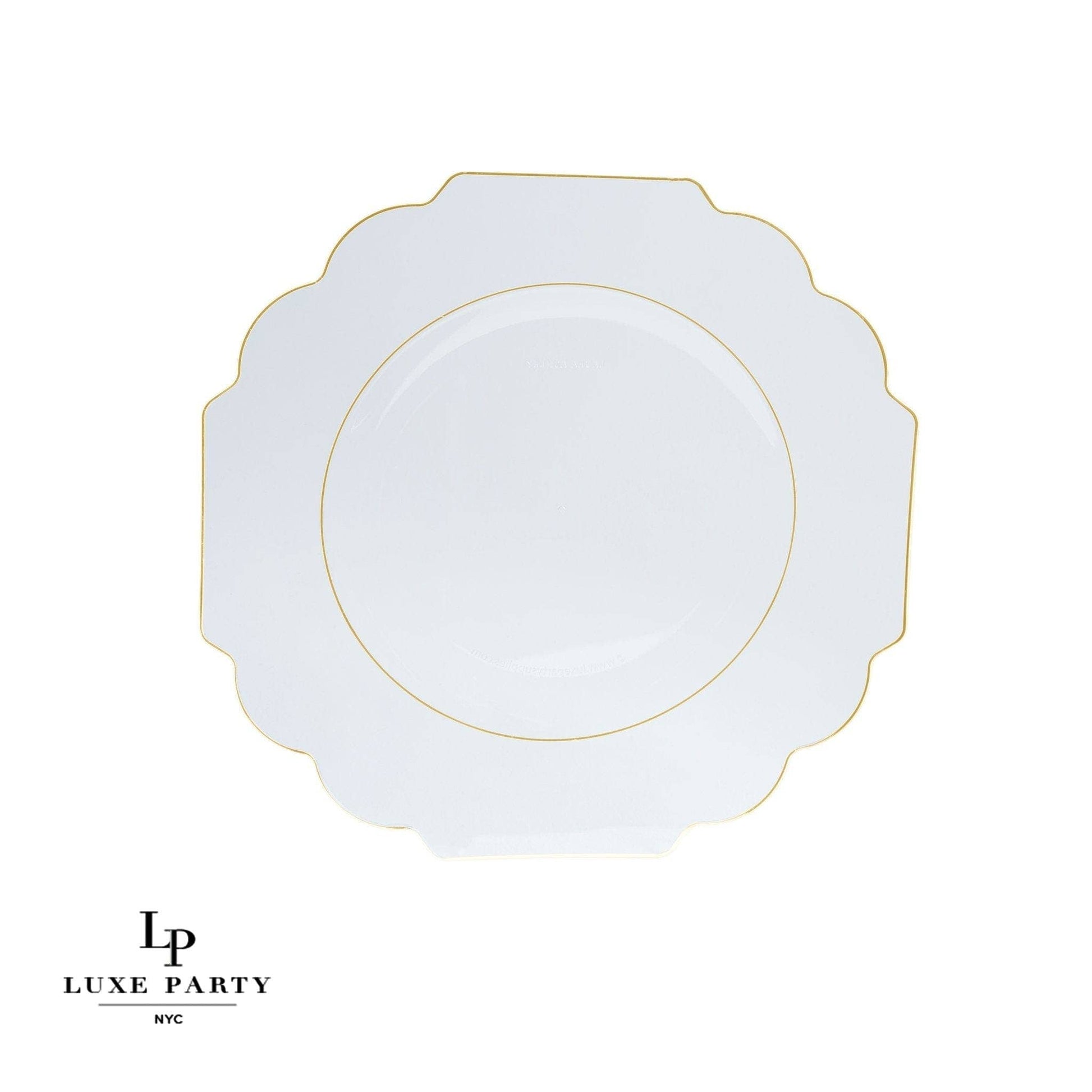 Scalloped Clear • Gold Plastic Plates | 10 Pack: 10 Plastic Plates / 10.7" Dinner Plates - Bria Blair Creative