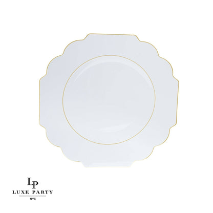 Scalloped Clear • Gold Plastic Plates | 10 Pack: 10 Plastic Plates / 8" Appetizer Plates - Bria Blair Creative