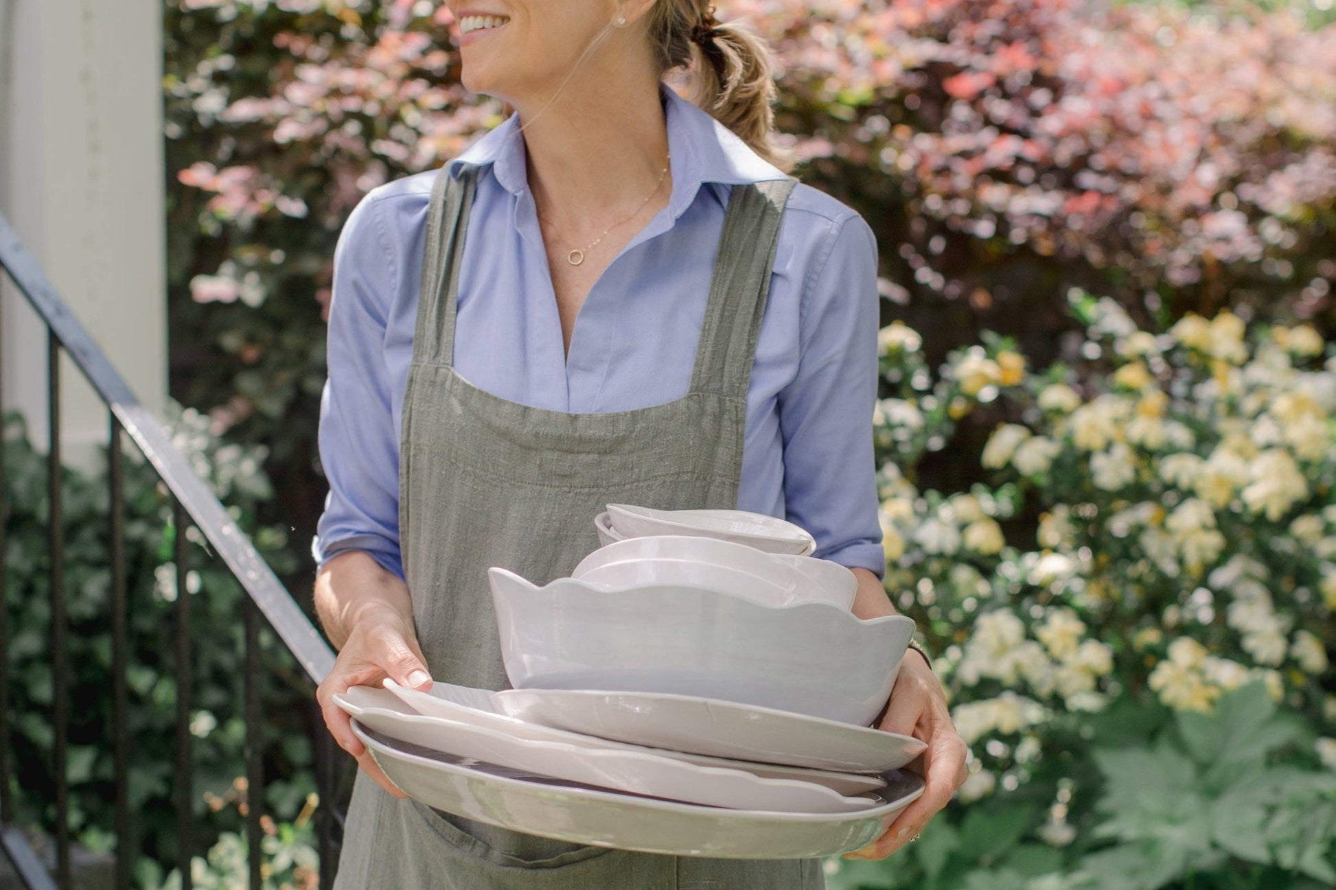 Scalloped Serving Bowl: White - Bria Blair Creative