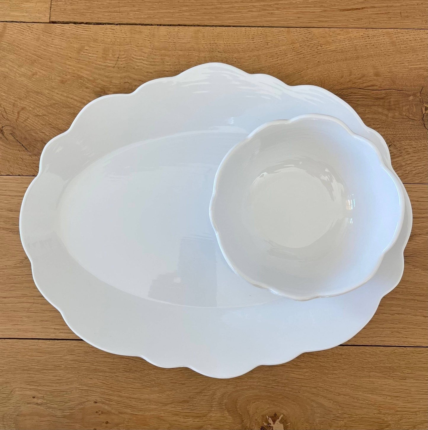 Scalloped Serving Oval and Soup/Cereal Bowl Set of 2 - Bria Blair Creative