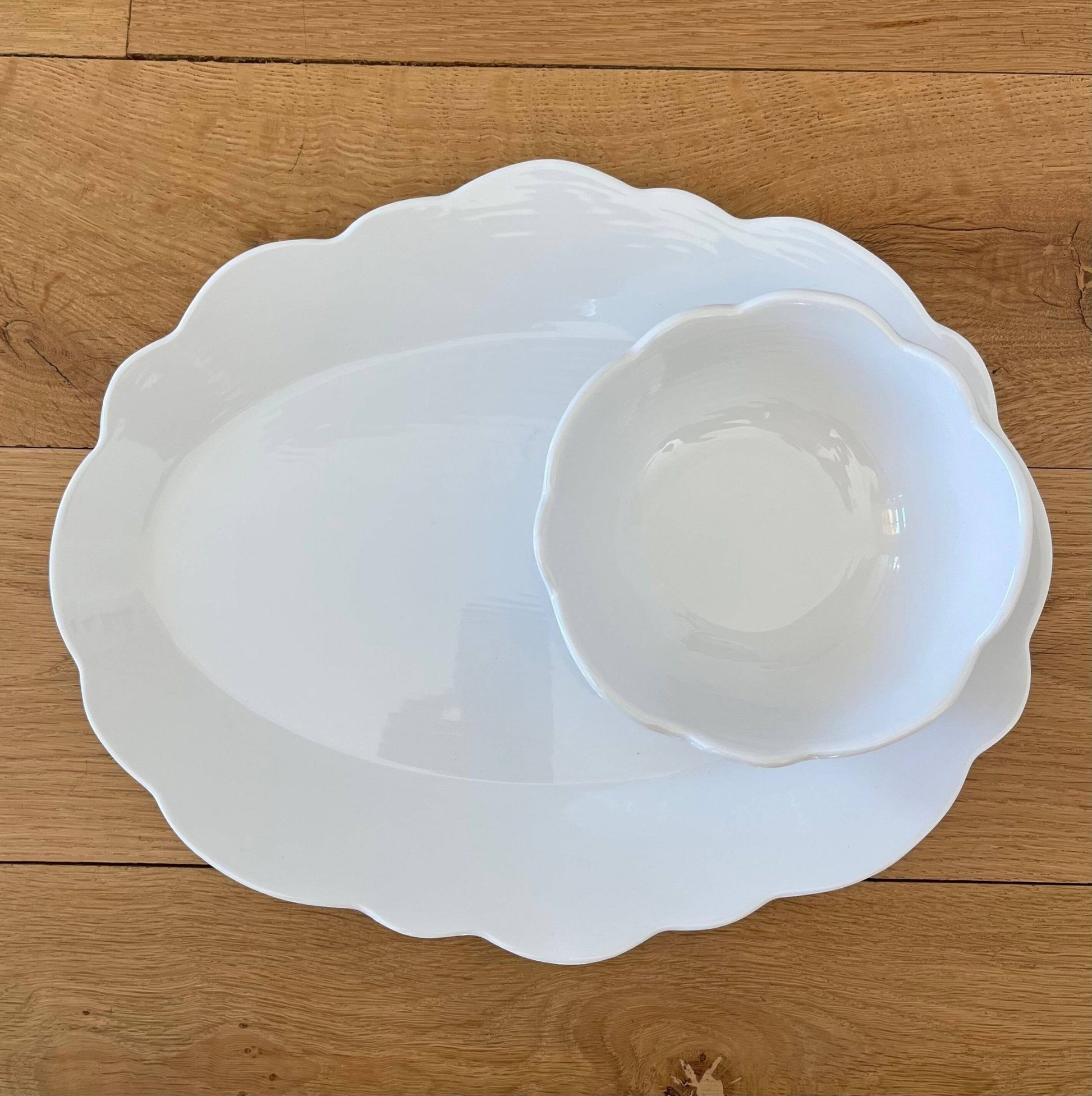 Scalloped Serving Oval and Soup/Cereal Bowl Set of 2 - Bria Blair Creative