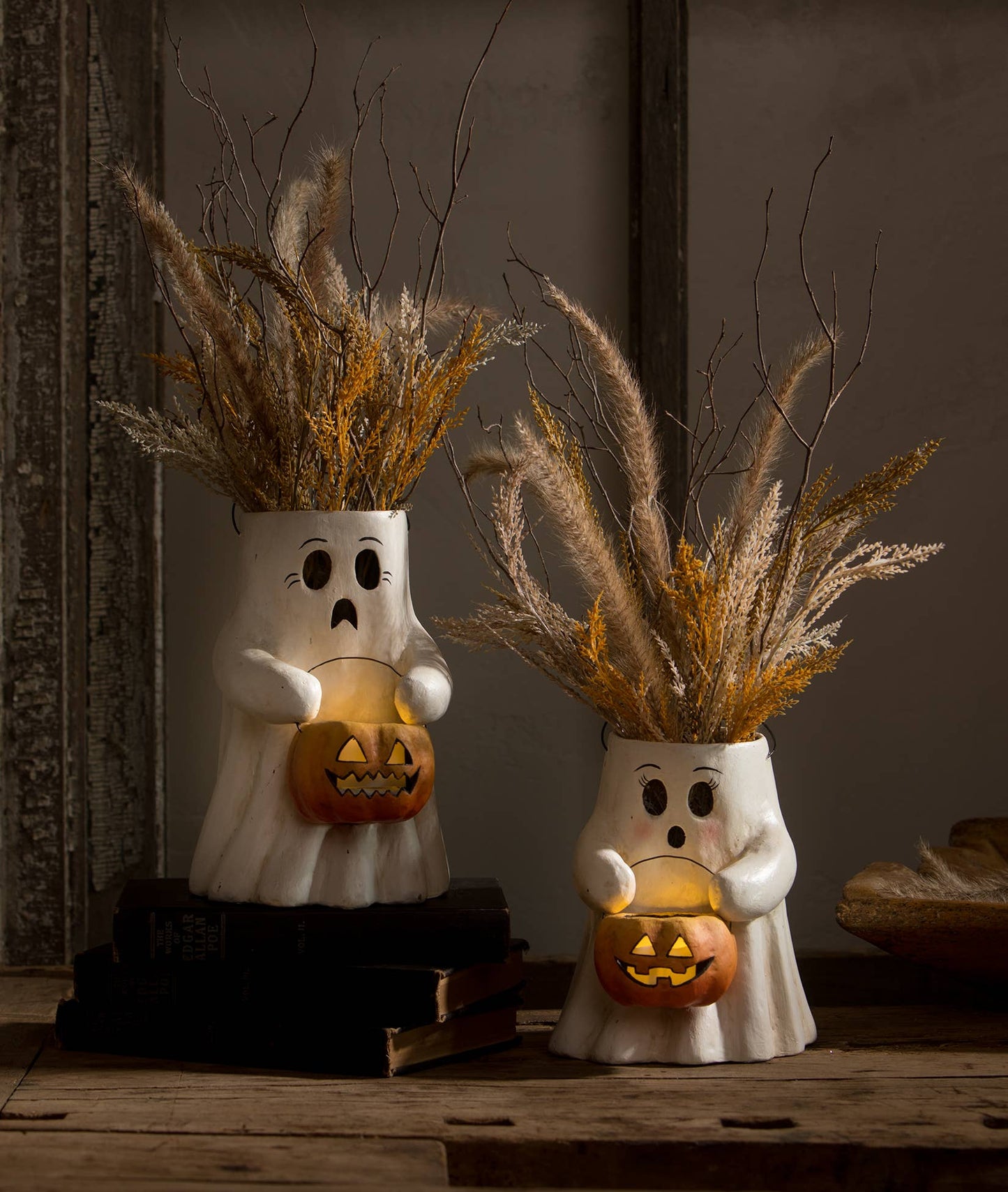 Scaredy Boo With Pumpkin Bucket Paper Mache - Bria Blair Creative