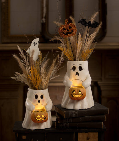 Scaredy Boo With Pumpkin Bucket Paper Mache - Bria Blair Creative