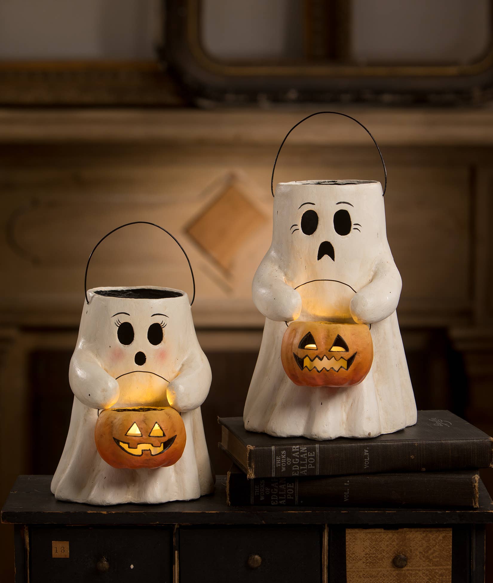 Scaredy Boo With Pumpkin Bucket Paper Mache - Bria Blair Creative