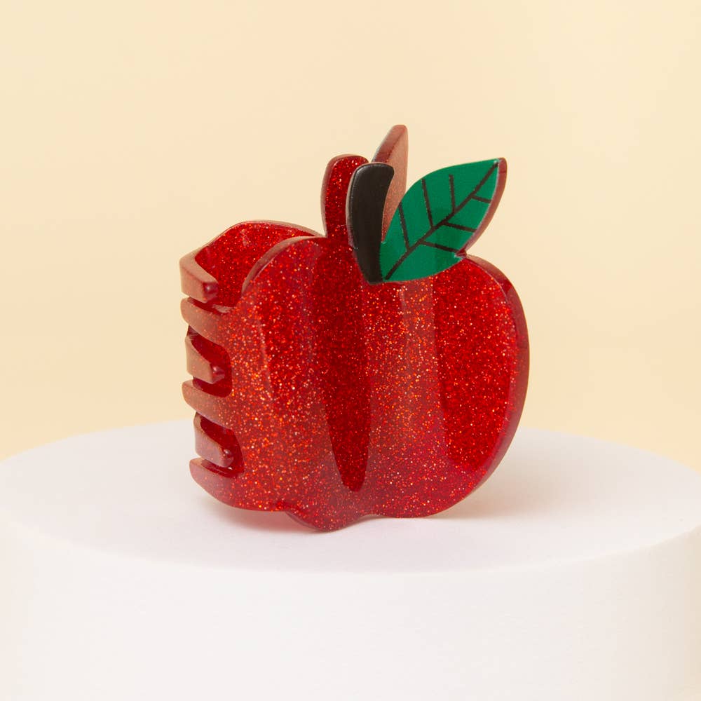 School - Themed Glittered Teacher's Apple Acrylic Claw Clip - Bria Blair Creative