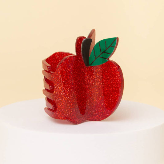 School - Themed Glittered Teacher's Apple Acrylic Claw Clip - Bria Blair Creative