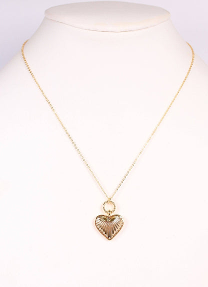 Shaylene Ribbed Heart Necklace GOLD: Default - Bria Blair Creative
