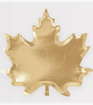 Gold Maple Leaf Dessert Plates - Set of 8