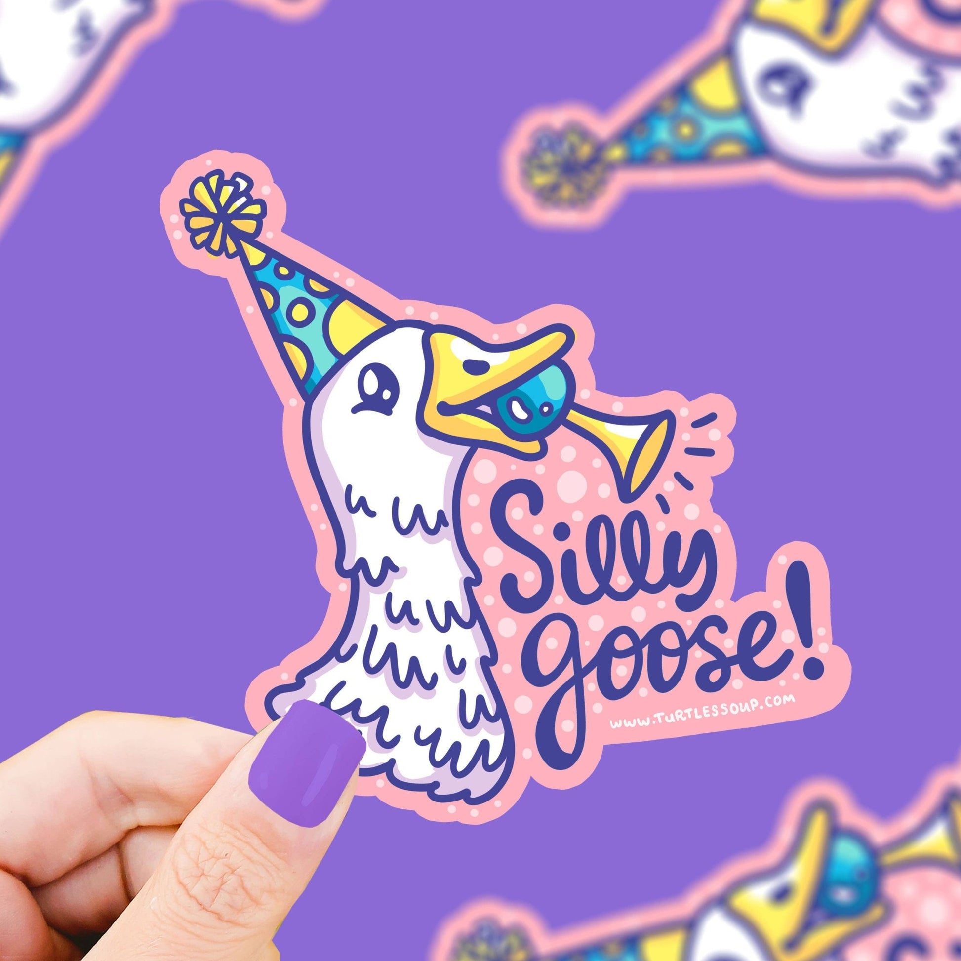 Silly Goose Party Clown Funny Animal Vinyl Sticker - Bria Blair Creative