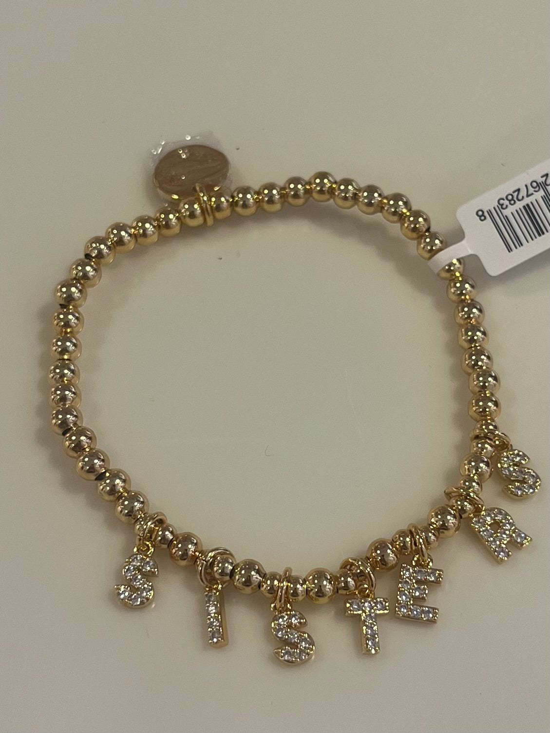 Sisters Gold Letter Charms - Dripping Gold Bracelet - Bria Blair Creative