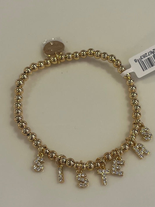 Sisters Gold Letter Charms - Dripping Gold Bracelet - Bria Blair Creative