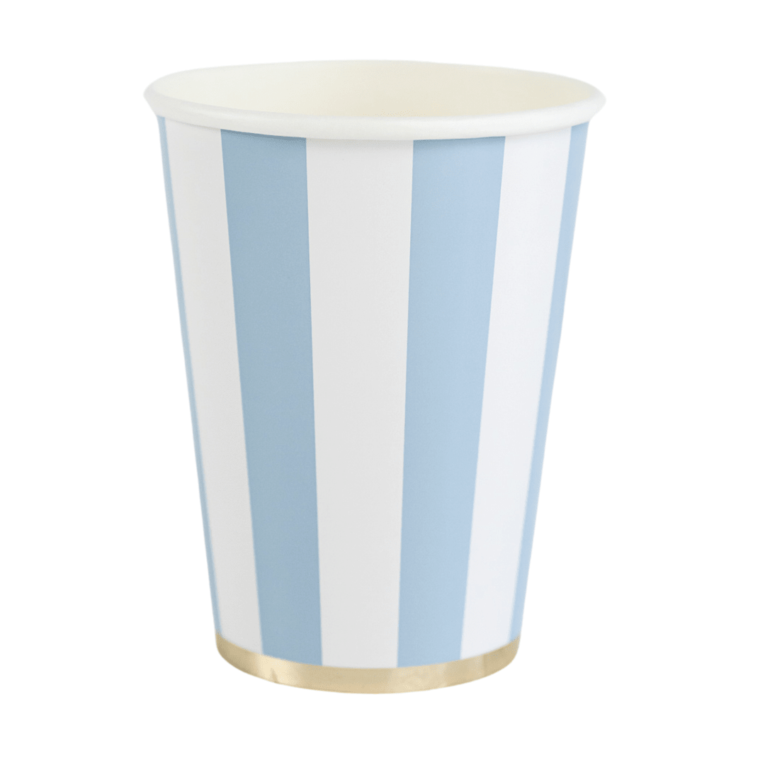 SKY BLUE SIGNATURE CABANA STRIPE CUPS - Bria Blair Creative