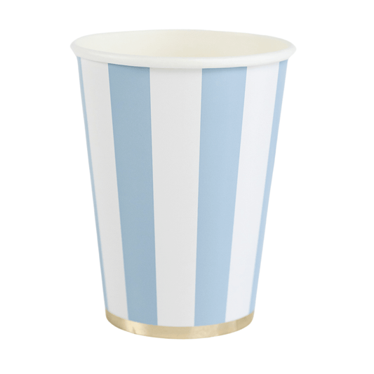 SKY BLUE SIGNATURE CABANA STRIPE CUPS - Bria Blair Creative