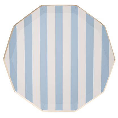 SKY BLUE SIGNATURE CABANA STRIPE PLATES - Bria Blair Creative