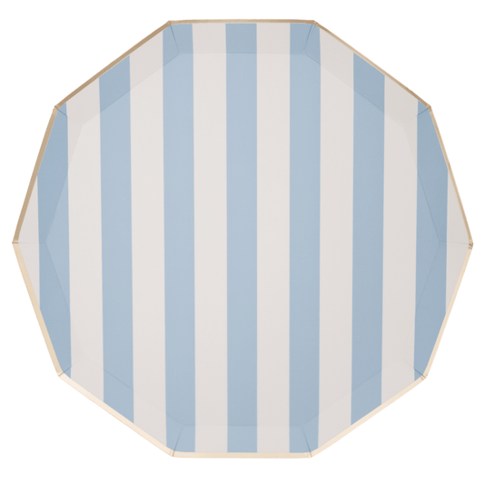 SKY BLUE SIGNATURE CABANA STRIPE PLATES - Bria Blair Creative
