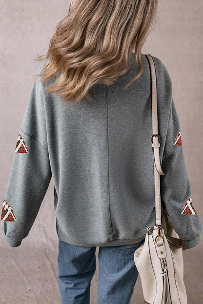 Small LDC Fall Clothing Rugby Drop Shoulder Pullover Sweatshirt: Grey - Bria Blair Creative