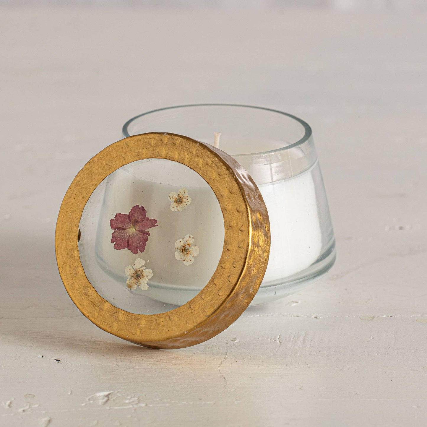 Small Pressed Floral Candle - Winterberry Frost - Bria Blair Creative