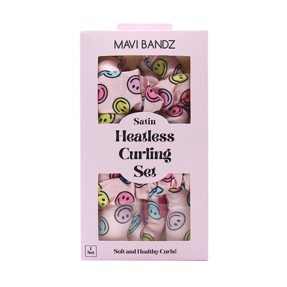 Smiley Satin Heatless Curling Curler Rod Set With Scrunchies - Bria Blair Creative