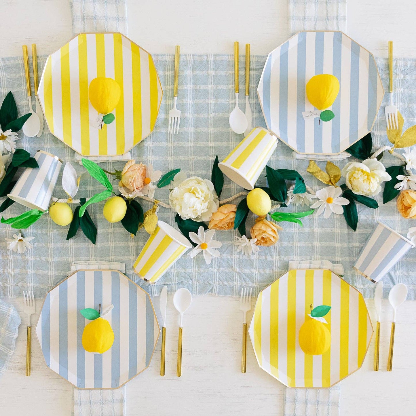 SOLEIL YELLOW CABANA SIGNATURE STRIPE PLATES - Bria Blair Creative
