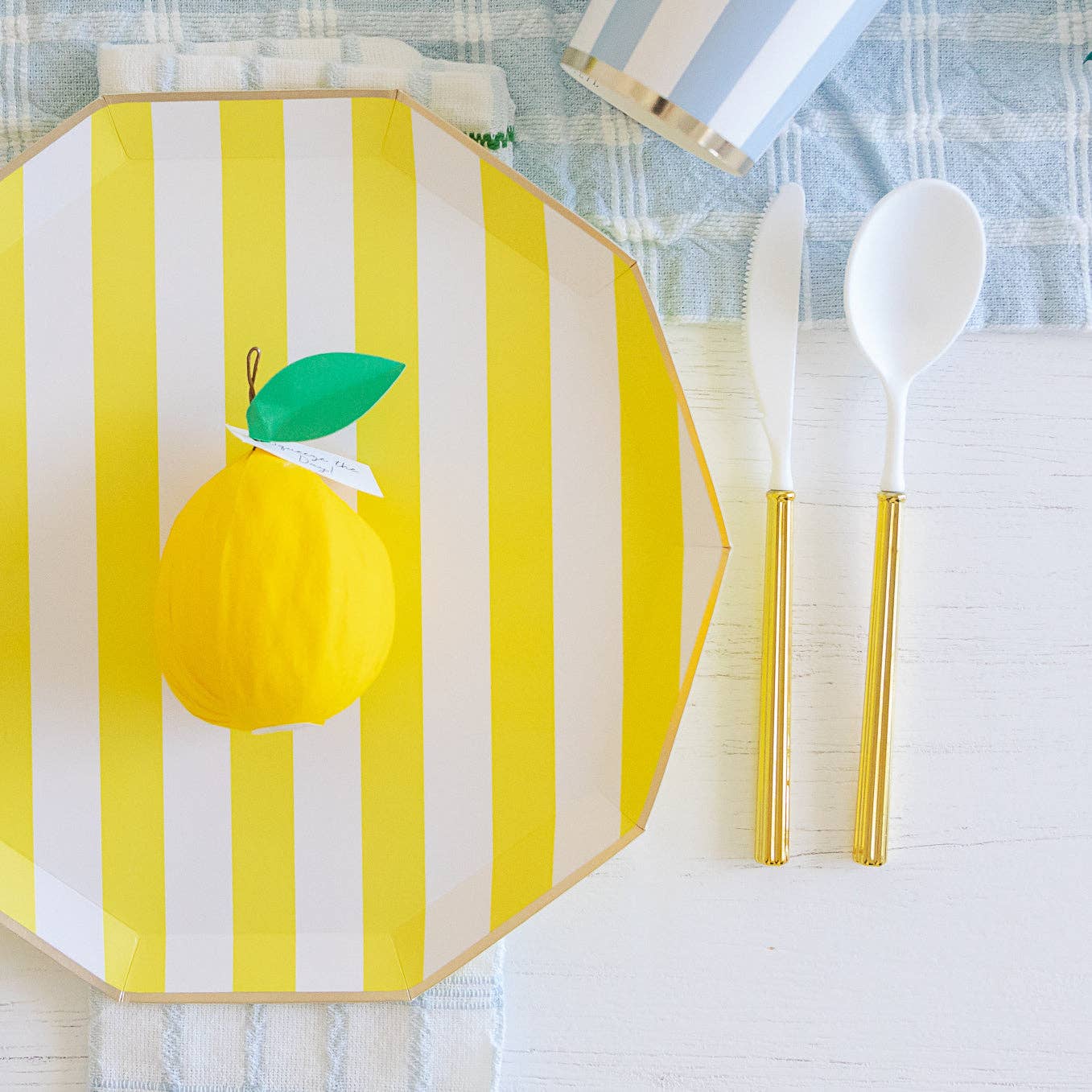 SOLEIL YELLOW CABANA SIGNATURE STRIPE PLATES - Bria Blair Creative