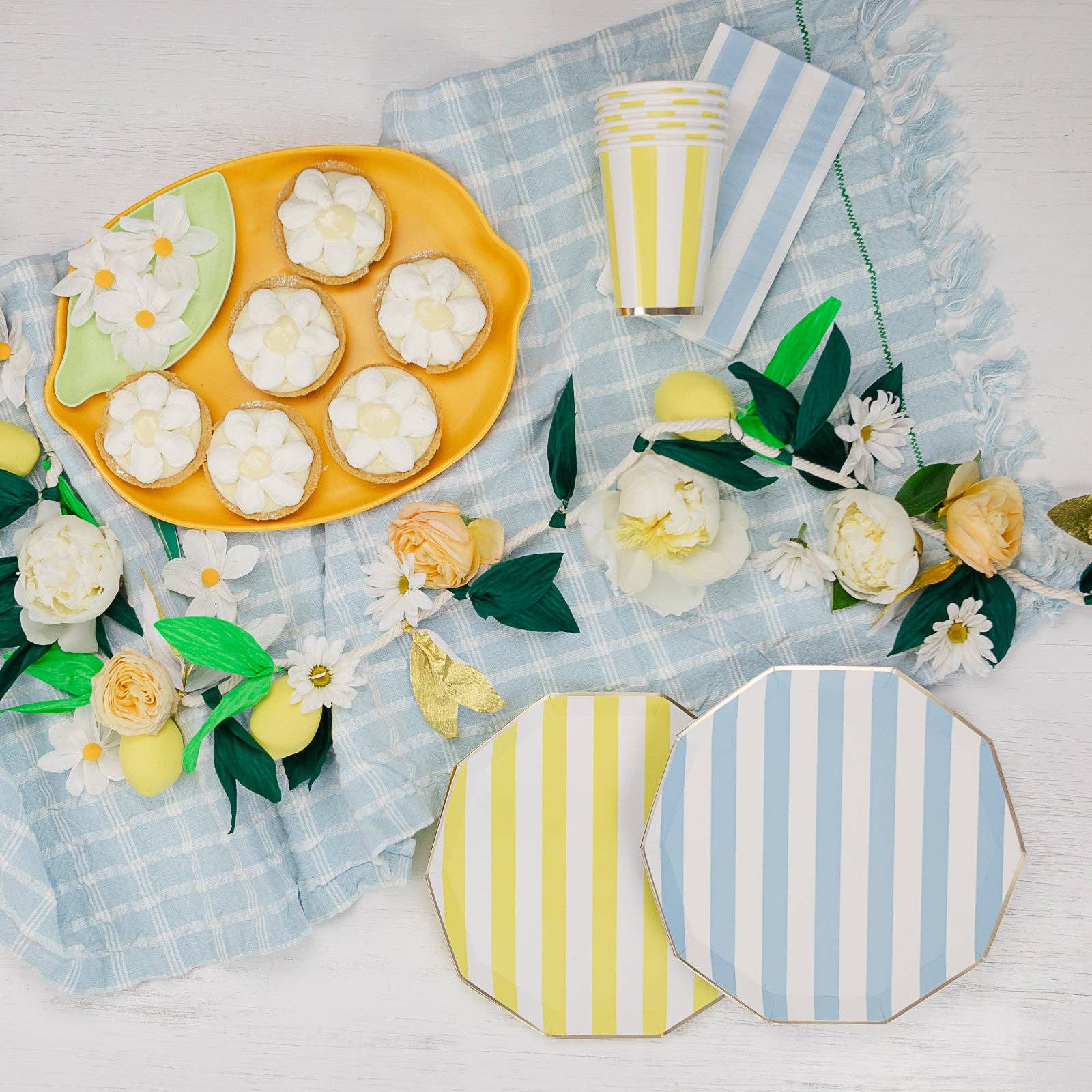 SOLEIL YELLOW CABANA STRIPE CUPS - Bria Blair Creative