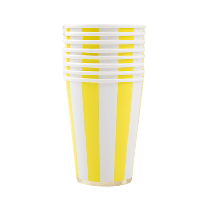 SOLEIL YELLOW CABANA STRIPE CUPS - Bria Blair Creative