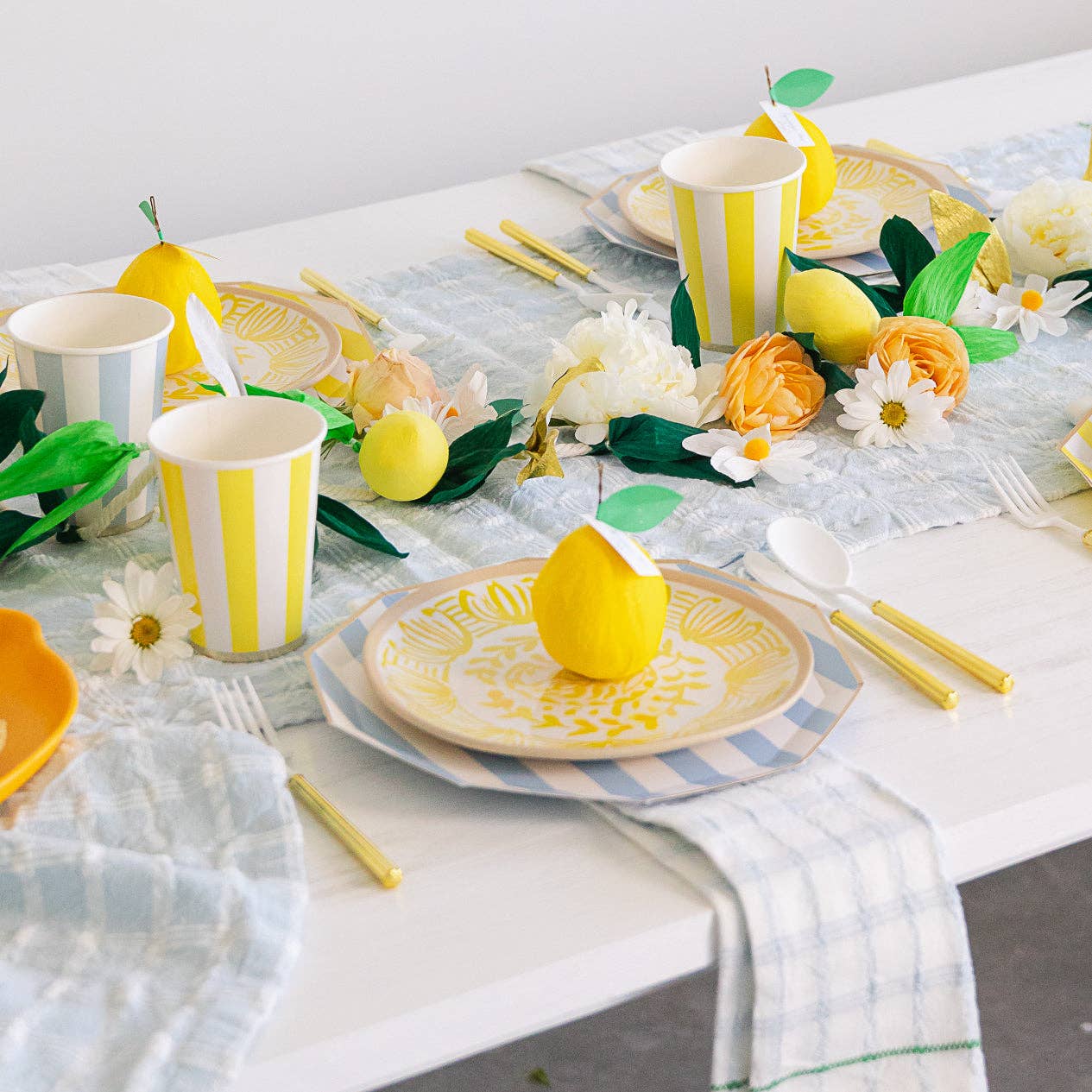 SOLEIL YELLOW CABANA STRIPE CUPS - Bria Blair Creative