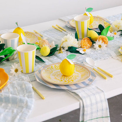 SOLEIL YELLOW CABANA STRIPE CUPS - Bria Blair Creative