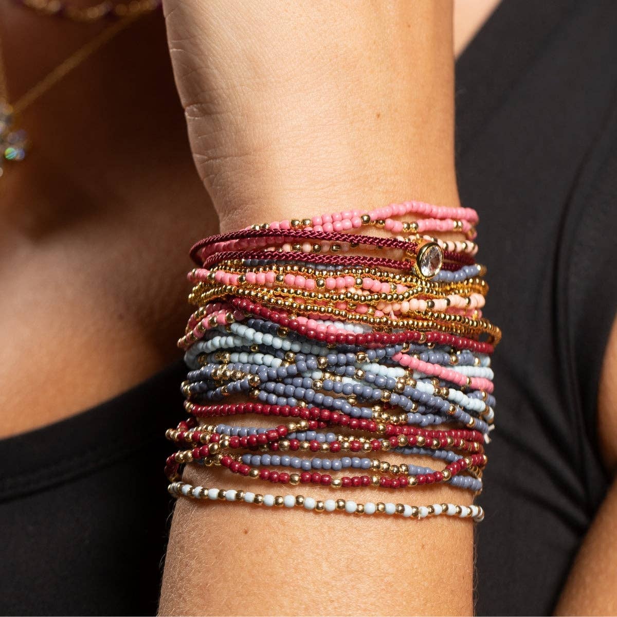 Sparkling Circle Adjustable Slider Bracelet: Black - Bria Blair Creative