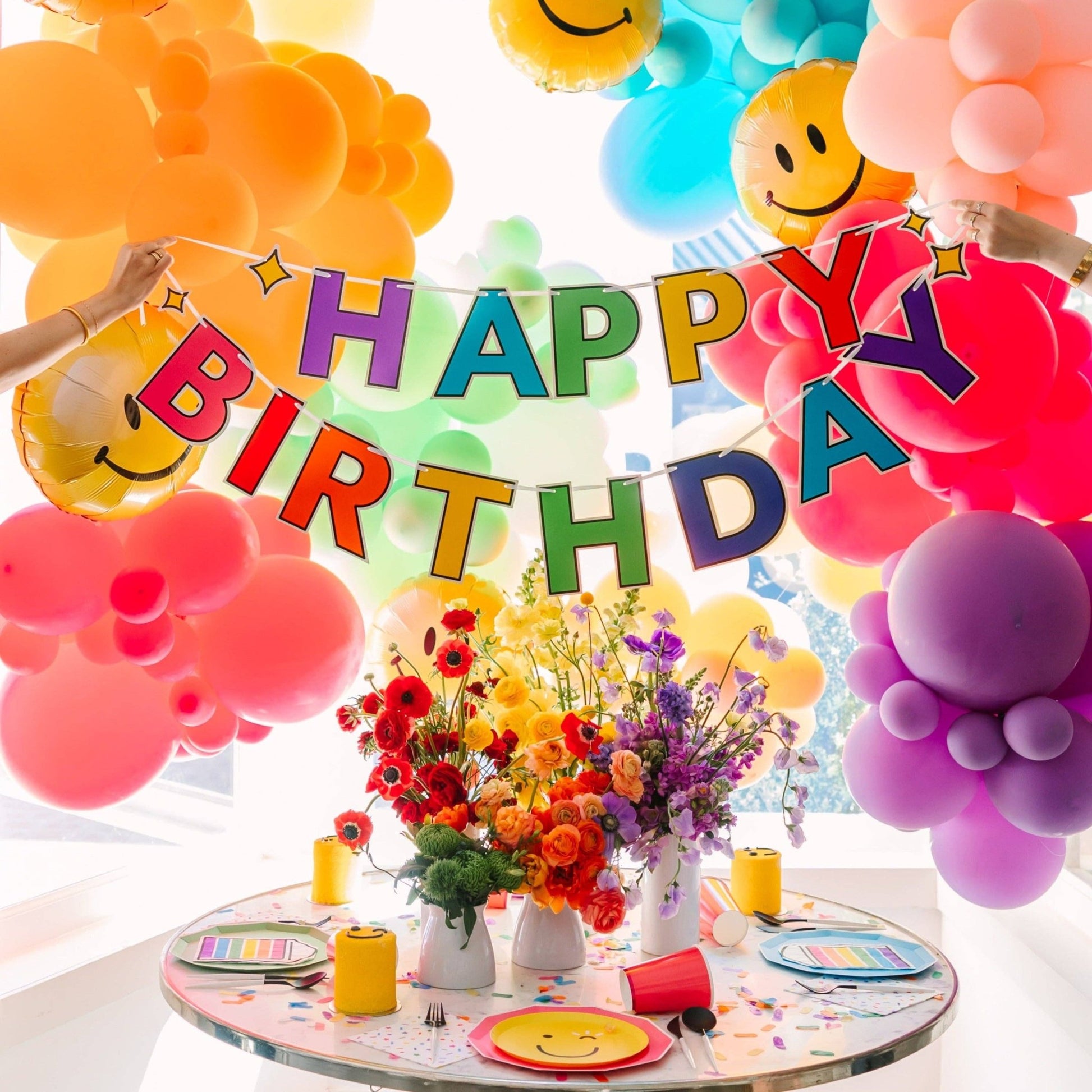 SPRINKLES & SMILES RAINBOW HAPPY BIRTHDAY BANNER - Bria Blair Creative