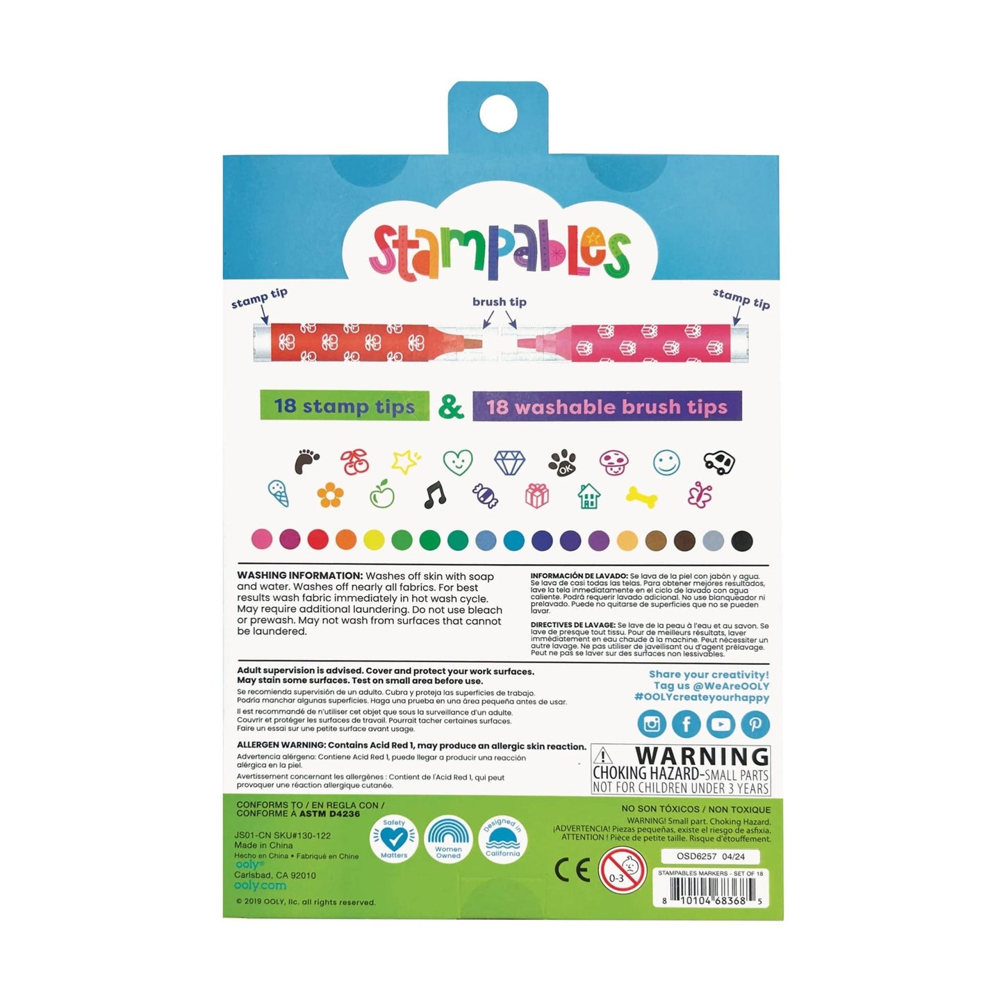 Stampables Double - Ended Stamp & Brush Markers: Set of 18 - Bria Blair Creative