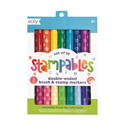Stampables Double - Ended Stamp & Brush Markers: Set of 18 - Bria Blair Creative