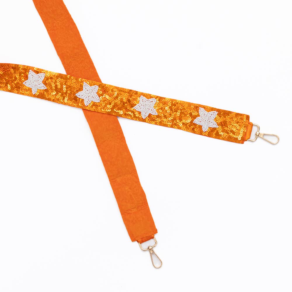 Star Beaded Sequin Purse Strap: Orange - Bria Blair Creative