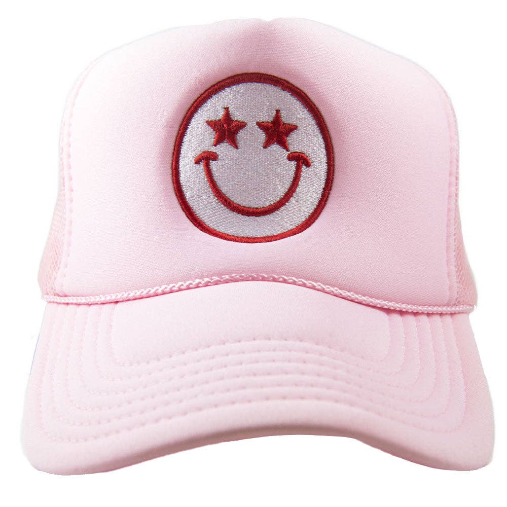 Star Eyed Happy Face Foam Trucker Hat: Colbalt Blue - Bria Blair Creative