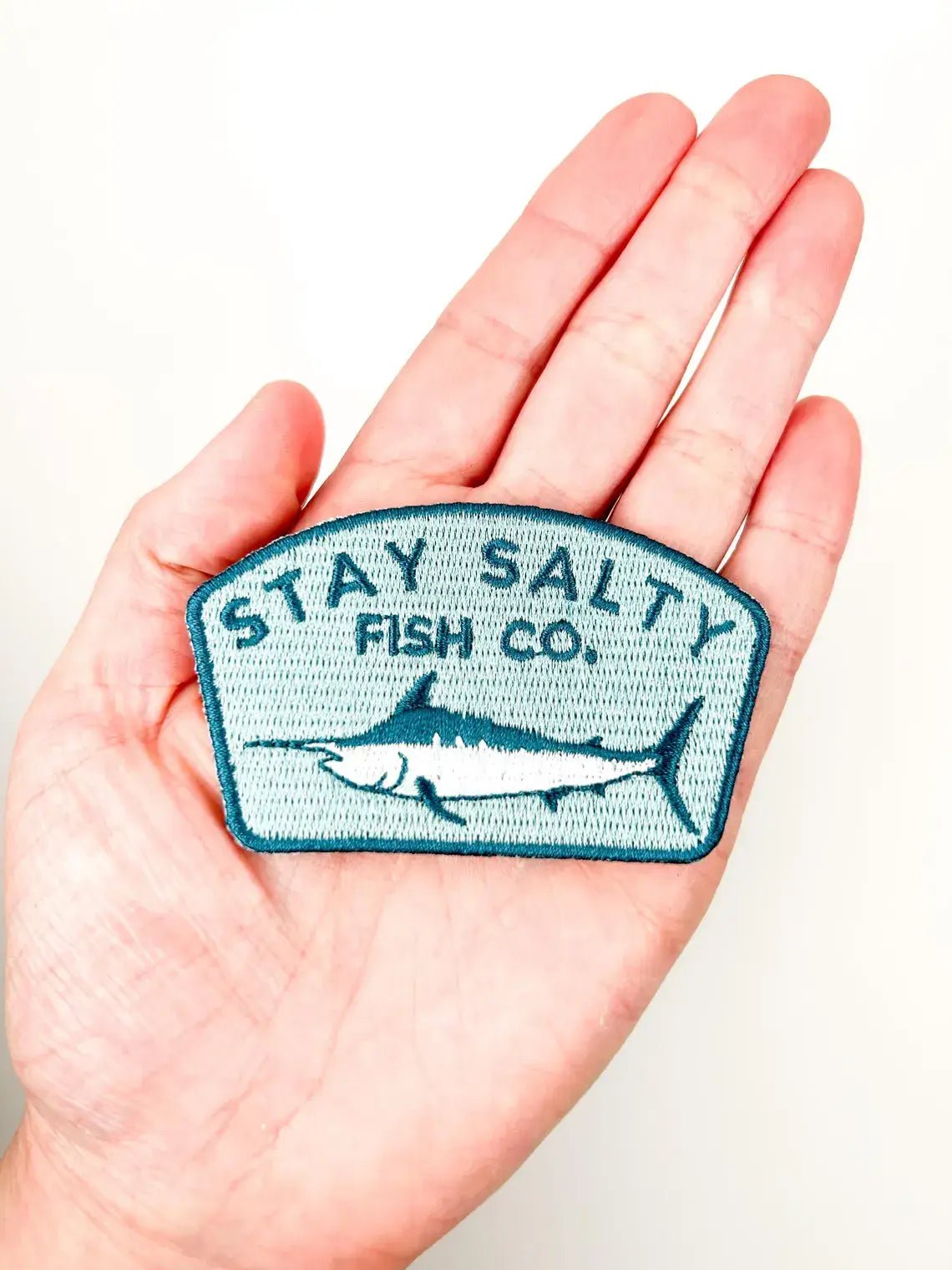 Stay Salty Fish Co. Embroidered Iron - On Patch with Marlin - Bria Blair Creative