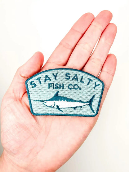 Stay Salty Fish Co. Embroidered Iron - On Patch with Marlin - Bria Blair Creative