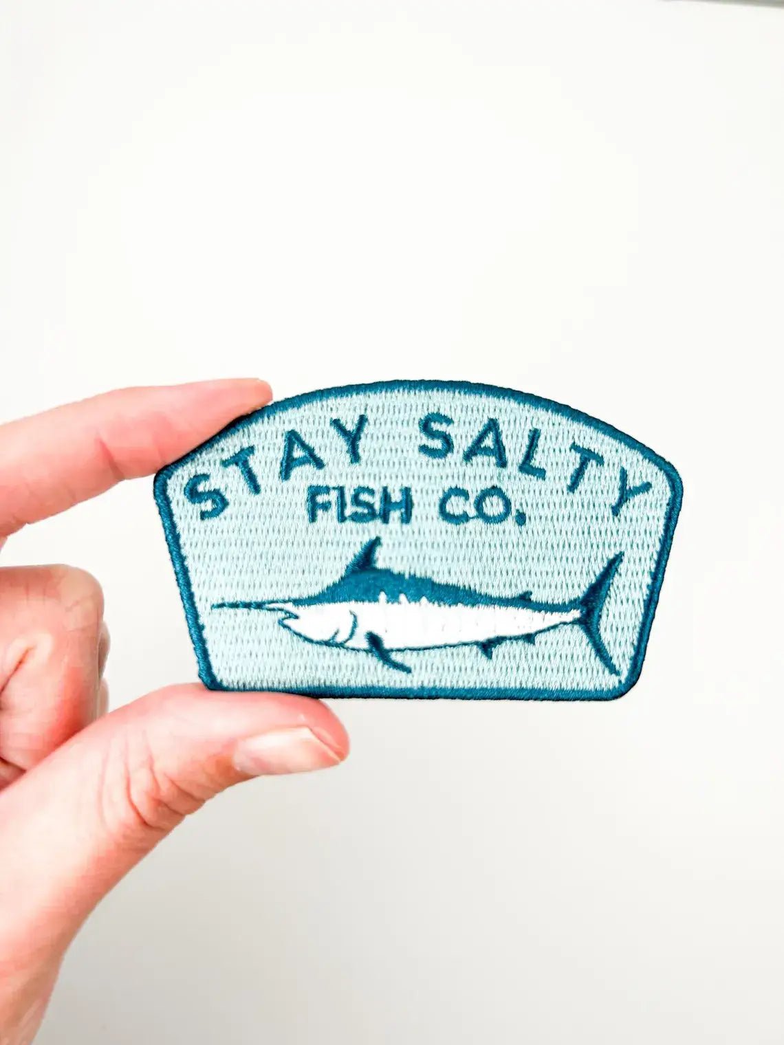 Stay Salty Fish Co. Embroidered Iron - On Patch with Marlin - Bria Blair Creative
