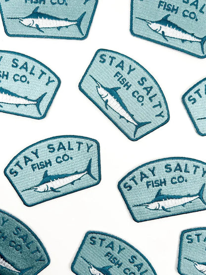 Stay Salty Fish Co. Embroidered Iron - On Patch with Marlin - Bria Blair Creative