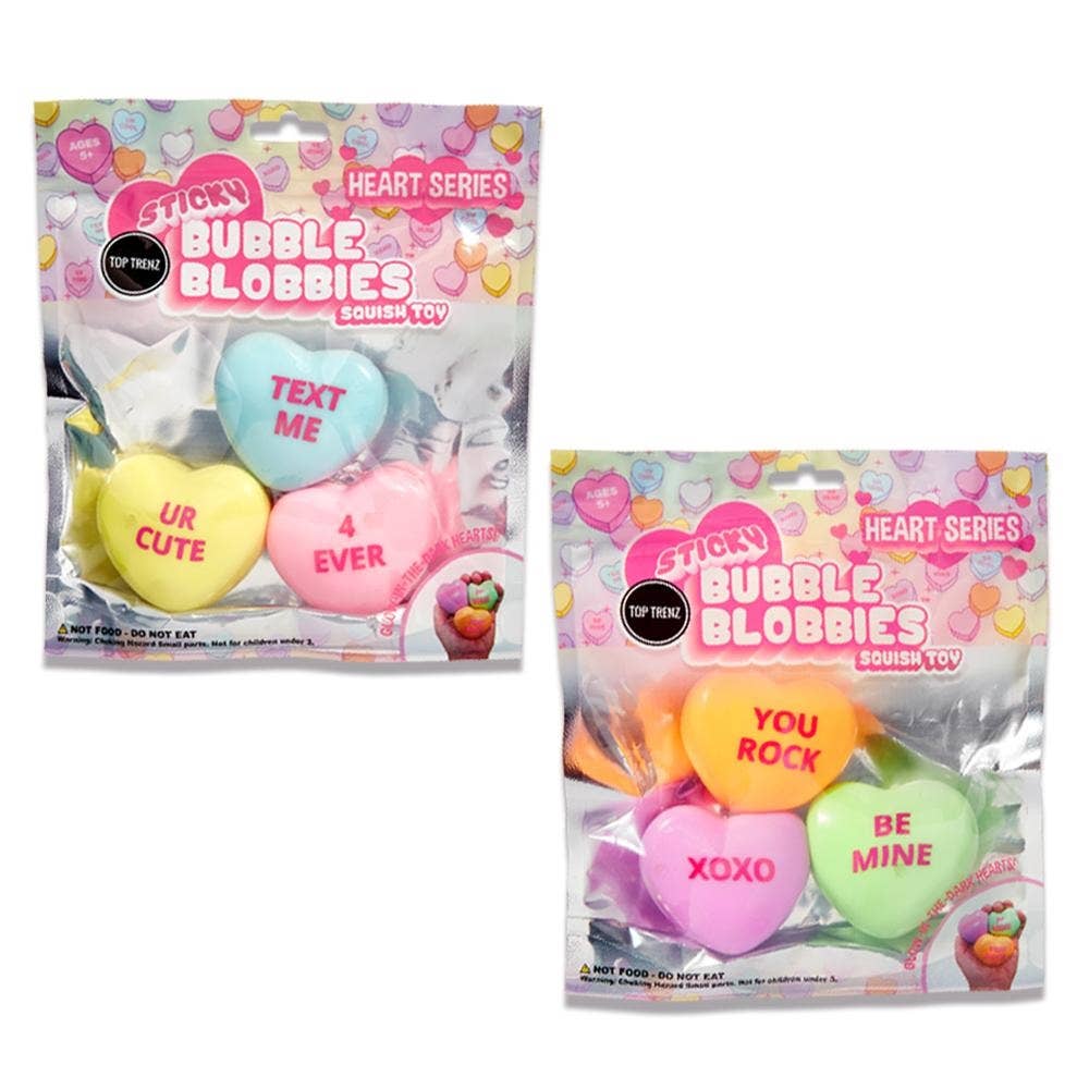 Sticky Bubble Blobbies Valentines Conversation Hearts - Bria Blair Creative