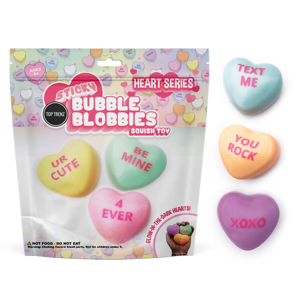 Sticky Bubble Blobbies Valentines Conversation Hearts - Bria Blair Creative