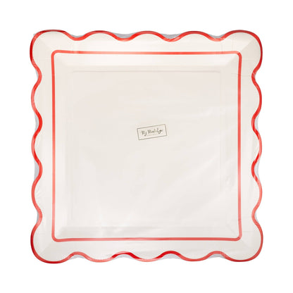STN1242 - Cream Scalloped Square Plate - Bria Blair Creative