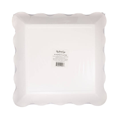 STN1242 - Cream Scalloped Square Plate - Bria Blair Creative