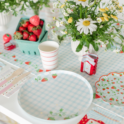 Strawberry Picnic Gingham Print Large Plates - Bria Blair Creative