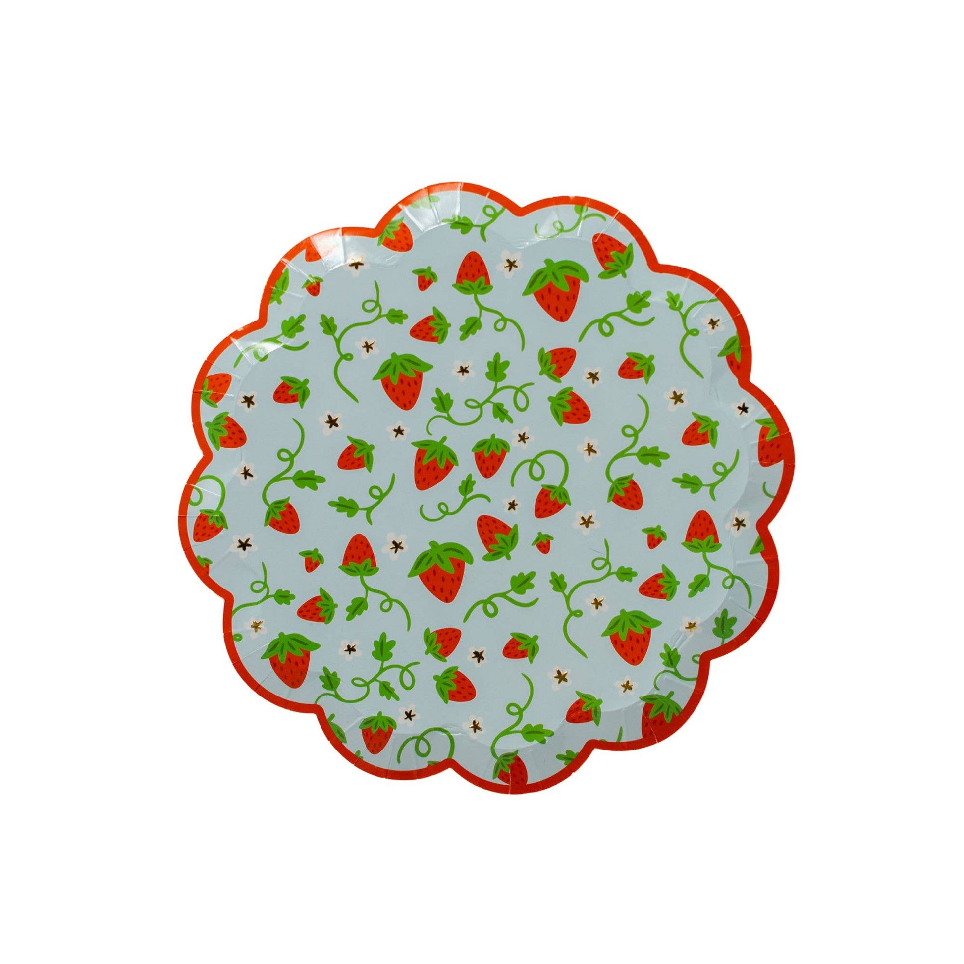 Strawberry Print Picnic Scalloped Small Plates - Bria Blair Creative