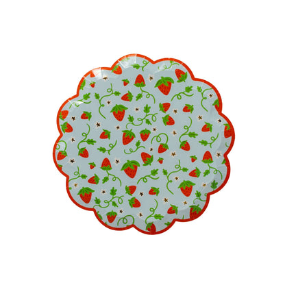 Strawberry Print Picnic Scalloped Small Plates - Bria Blair Creative