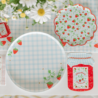 Strawberry Print Picnic Scalloped Small Plates - Bria Blair Creative