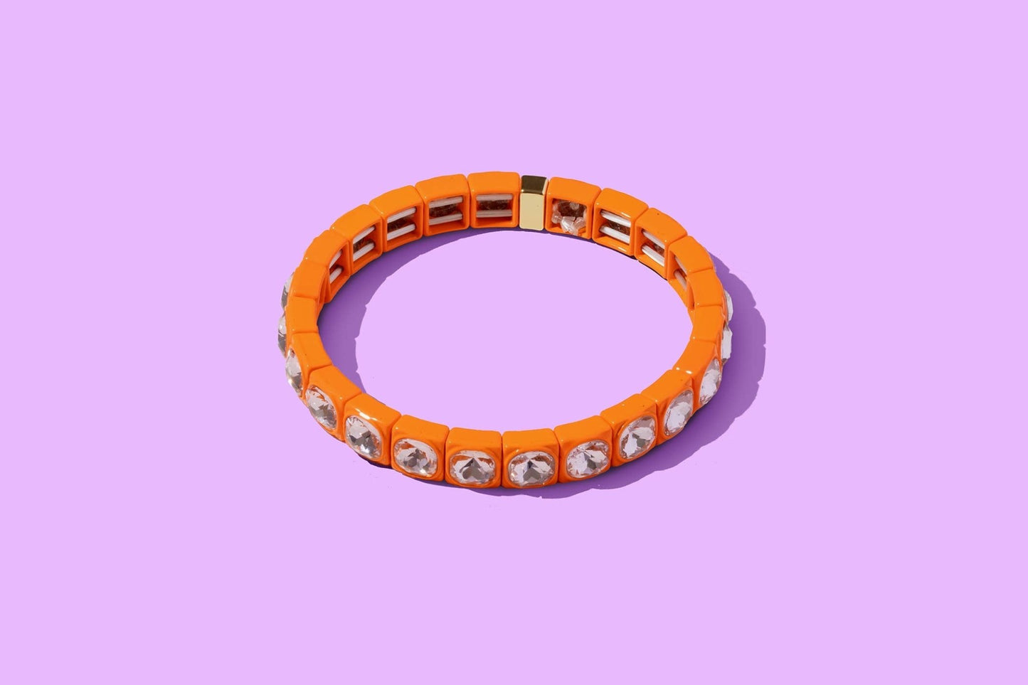 Stretch Bracelet - Enamel w/ Circle Stones - Zoe: Gray - Bria Blair Creative