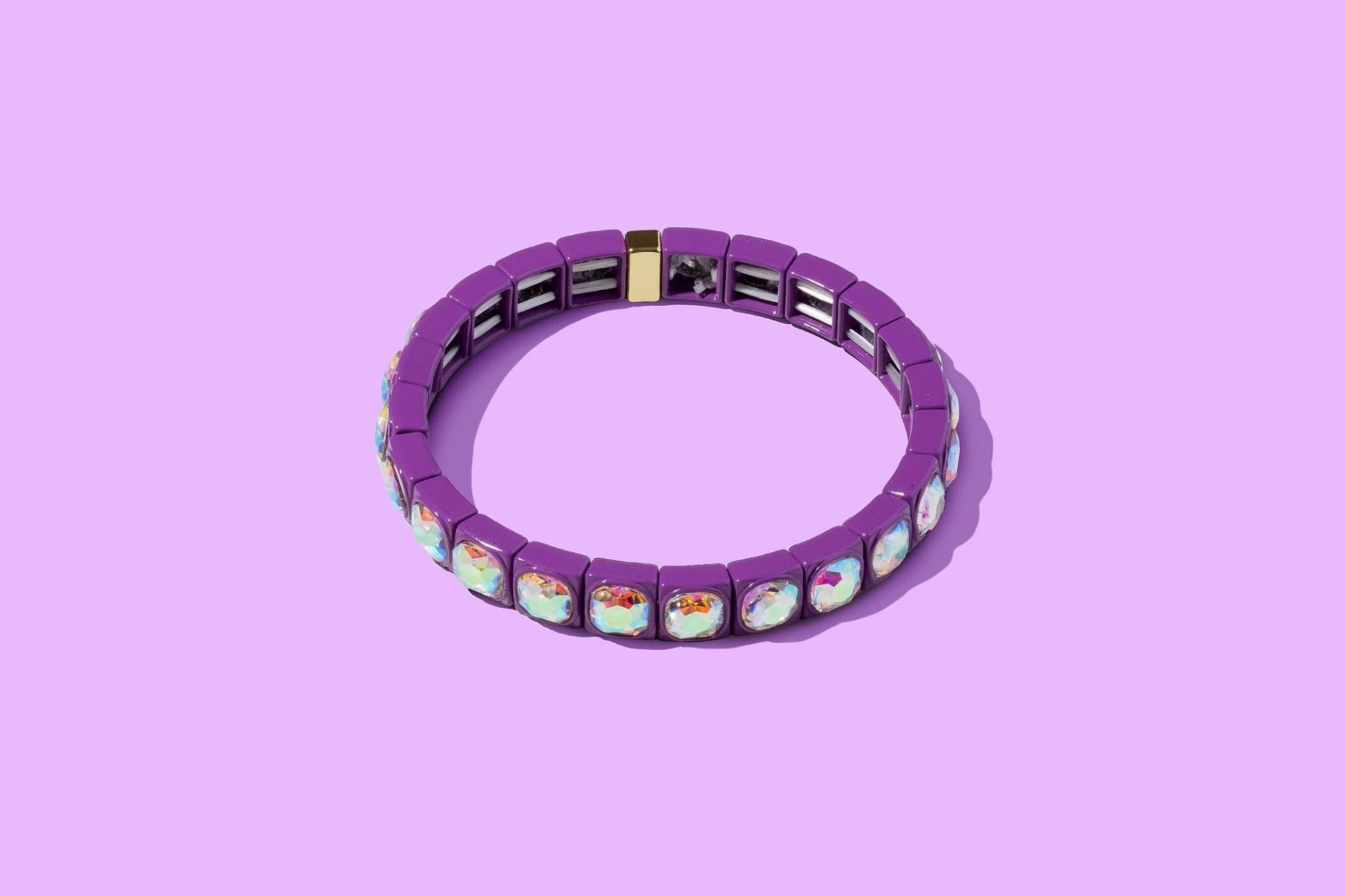 Stretch Bracelet - Enamel w/ Circle Stones - Zoe: Orange - Bria Blair Creative