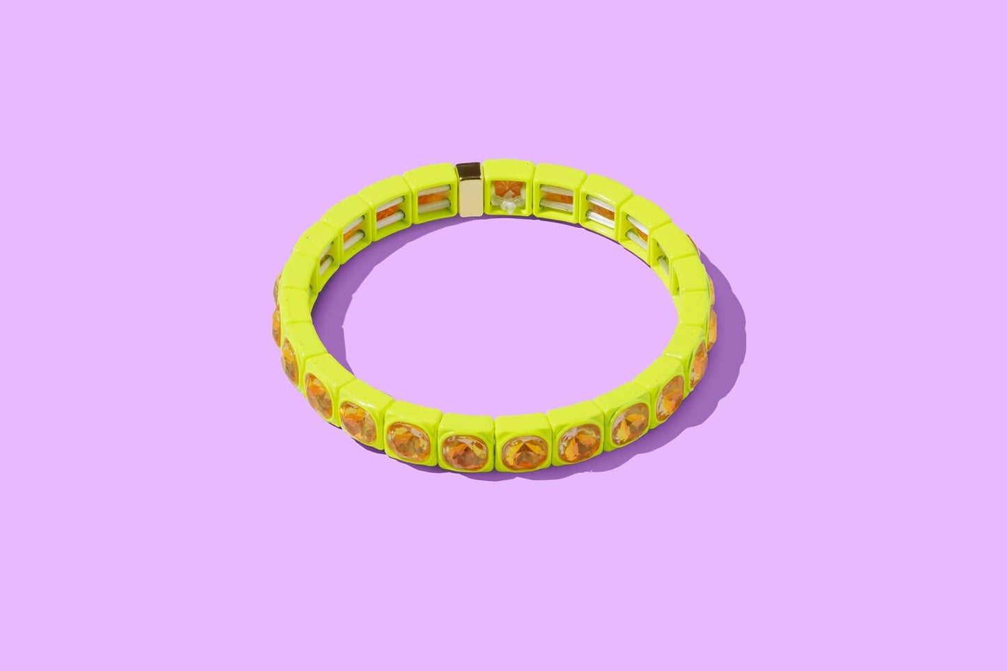 Stretch Bracelet - Enamel w/ Circle Stones - Zoe: Orange - Bria Blair Creative